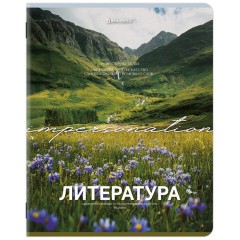 Тетрадь предметная КЛАССИКА ПРИРОДА 48 л., обложка картон, ЛИТЕРАТУРА, линия, подсказ, BRAUBERG, 405090