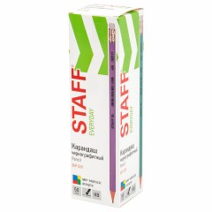 Карандаш чернографитный с ластиком STAFF EVERYDAY BLP-CLR, 1 шт., НВ, цвет корпуса ассорти, 182117 - фото 3