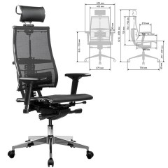 Кресло МЕТТА "YOGA" Y 4DF B2-5D, адаптивная спинка, 3D-подголовник, сверхпрочная сетка, черное - фото 2