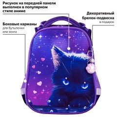 Ранец BRAUBERG PREMIUM, 2 отделения, с брелоком, "Anime cat", 38х29х16 см, 272017 Ранец BRAUBERG PREMIUM, 2 отделения, с брелоком, "Anime cat", 38х29х16 см, 272017 - фото 10