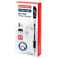 Ручка гелевая с грипом BRAUBERG "Fine Gel", ЧЕРНАЯ, игольчатый узел 0,5 мм, линия письма 0,35 мм, 141180 - фото 9