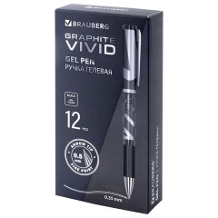 Ручка гелевая с грипом BRAUBERG "GRAPHITE VIVID", ЧЕРНАЯ, пишущий узел 0,5 мм, линия письма 0,35 мм, 144542 - фото 8