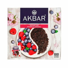 Чай АКБАР "Малина и черника" черный, 100 пакетиков в конвертах по 1,5 г, 1050125 - фото 4