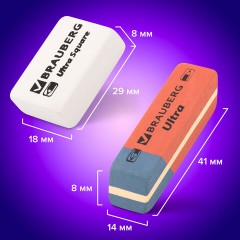 Ластики BRAUBERG "Ultra Mix" 9 шт., размер ластика 41х14х8 мм/29х18х8 мм, натуральный каучук, 229604 - фото 10