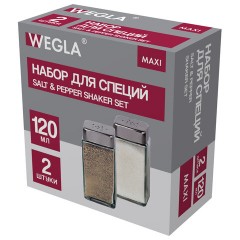 Набор для специй 2х120 мл, MAXI, солонка + перечница, стекло/сталь, квадратные, WEGLA (ВЕГЛА), 700231 - фото 7