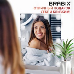 Зеркало для макияжа гримерное с подсветкой, 12 LED-ламп, 3 режима свечения, размер 29х38 см, работа от сети 220V, цвет белый, BRABIX, 609336 - фото 18