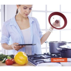 Крышка для любой сковороды и кастрюли универсальная 3 размера (22-24-26 см) бордовая, DASWERK (ДАСВЕРК), 607587 - фото 10