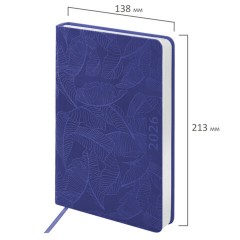 Ежедневник датированный 2026 А5 138x213 мм, BRAUBERG "Foliage", под кожу, гибкий, сиреневый, 117131 - фото 2