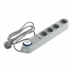 Сетевой фильтр SONNEN DX04, 4 розетки, 2 USB-порта, с заземлением, 10 А, 1,5 м, графит, 513493 - фото 2