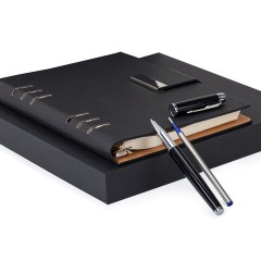 Ежедневник на кольцах в наборе с ручкой А5, 165x229 мм, BRAUBERG "Lux", под кожу, 100 листов, черный, 116856 - фото 8