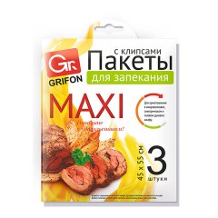 Пакеты для запекания с клипсами MAXI, 45х55 см, 15 мкм, 3 шт., GRIFON, 101-212 - фото 2