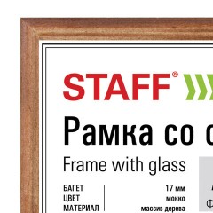 Рамка 21х30 см, дерево, багет 17 мм, STAFF, мокко, стекло, 391140 Рамка 21х30 см, дерево, багет 17 мм, STAFF, мокко, стекло, 391140 - фото 2
