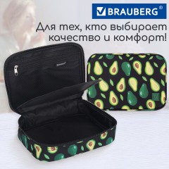 Пенал-косметичка BRAUBERG БОЛЬШОЙ, 1 отделение, 1 откидная планка, ткань, 21x15x6 см, "Avocado", 270706 - фото 12