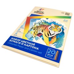 Набор картона и бумаги А4 немелованный (белый 4 л., цветной 8 л., офсет 8 л.), ЛУЧ "Школа творчества", 35С 2294-08 - фото 2