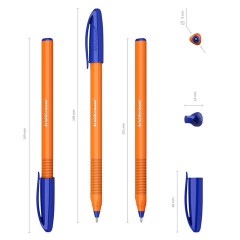 Ручка шариковая масляная ERICH KRAUSE "U-108" Orange СИНЯЯ, корпус оранжевый, 0,7 мм, линия 0,26 мм, 47582 - фото 7