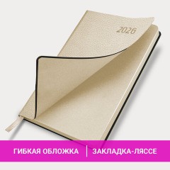 Ежедневник датированный 2026 А5 138x213 мм, BRAUBERG "Stylish", под кожу, гибкий, бежевый, 117104 - фото 15