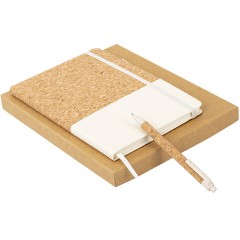 Блокнот в наборе с ручкой А5, 145х213 мм, BRAUBERG "Cork", под кожу, ЭКО обложка, 80 листов, бежевый, 116864 - фото 4