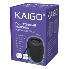 Колонка портативная влагозащищенная KAIGO (КАЙГО) BT10T, 10 Вт, Bluetooth, USB, Micro SD, AUX, RGB, TWS, IPX7, черная, 514224 - фото 7