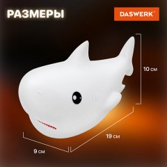 Ночник силиконовый LED "Акула" 190x91x103 мм, белый свет/RGB, таймер, USB, аккумулятор 1200 мАч, DASWERK (ДАСВЕРК), 238940 - фото 15