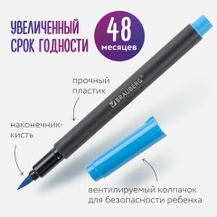 Фломастеры с наконечником-кистью 12 цветов, вентилируемый колпачок, BRAUBERG "PREMIUM", 152195 - фото 10