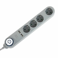 Сетевой фильтр SONNEN DX04, 4 розетки, 2 USB-порта, с заземлением, 10 А, 1,5 м, графит, 513493 - фото 3