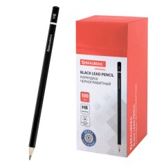 Карандаш чернографитный BRAUBERG, 1 шт., "Touch line", НВ, корпус черный, заточенный, 180621