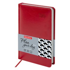 Ежедневник датированный 2026, А5, 138x213 мм, BRAUBERG "Rainbow", под кожу, красный, 117077