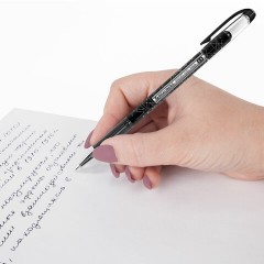 Ручка гелевая BRAUBERG "Profi-Gel PRO", ЧЕРНАЯ, линия письма 0,4 мм, игольчатый наконечник 0,5 мм, печать на корпусе, 144124 Ручка гелевая BRAUBERG "Profi-Gel PRO", ЧЕРНАЯ, линия письма 0,4 мм, игольчатый наконечник 0,5 мм, печать на корпусе, 144124 - фото 6