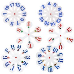 Веер-касса с картинками (гласные, согласные, цифры), ОБЛЕГЧЕННЫЕ, гибкие, НАБОР 3 шт., ЮНЛАНДИЯ, 274054 - фото 2