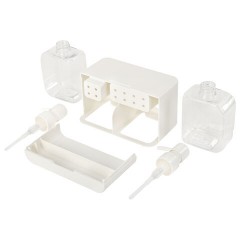 Дозатор DOUBLE для мыла/геля и моющего средства/шампуня, 2х350 мл, органайзер для губок и щеток, БЕЛЫЙ, 10х18х17 см, LAIMA HOME, 700044 - фото 9