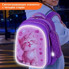 Рюкзак SNOOBAG (СНУБЭГ) MIND с пеналом в комплекте, 2 отделения, "Озорной котик", 40х28х18 см, 274443 - фото 14