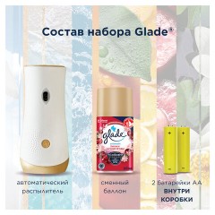 Освежитель воздуха автоматический, 269 мл, GLADE, диспенсер+сменный баллон, "Пион и сочные ягоды" Освежитель воздуха автоматический, 269 мл, GLADE, диспенсер+сменный баллон, "Пион и сочные ягоды" - фото 12