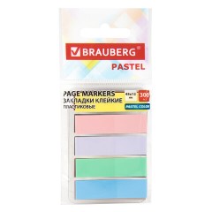 Закладки клейкие пастельные BRAUBERG PASTEL, НАБОР 300 штук (15 цветов х 20 листов), 45х12 мм, 116682 - фото 2