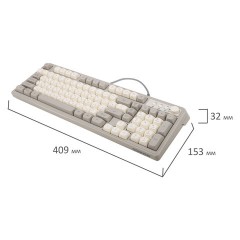 Клавиатура проводная USB, 102+98 клавиш, LED-подсветка, SONNEN K620, слоновая кость / серая, 513950 - фото 17