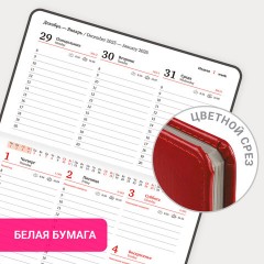 Еженедельник датированный 2026, МАЛЫЙ ФОРМАТ 95х155 мм, А6, BRAUBERG "Rainbow", под кожу, красный, 117190 - фото 18