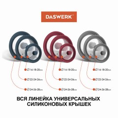 Крышка для любой сковороды и кастрюли универсальная 3 размера (16-18-20 см) антрацит, DASWERK (ДАСВЕРК), 607583 - фото 14