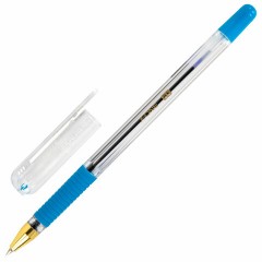 Ручки шариковые с грипом BRAUBERG "X-ONE", НАБОР 10 ШТУК, СИНИЕ, корпус прозрачный, узел 0,5 мм, линия письма 0,35 мм, 143990 - фото 2