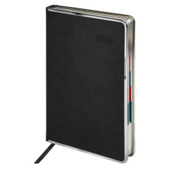 Ежедневник датированный 2026 А5 148х218 мм, GALANT "Infinity Silver", под кожу, черный, 117495