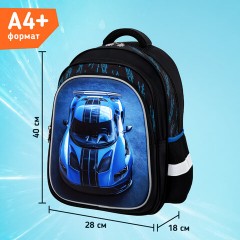 Рюкзак SNOOBAG (СНУБЭГ) FLOSSY, 2 отделения, 3 кармана, "Гонки", объемный дизайн, 40х28х18 см, 274442 - фото 9