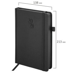 Ежедневник датированный 2026, А5, 138х213 мм, BRAUBERG "Plain", под кожу, резинка, держатель для ручки, черный, 117505 - фото 2