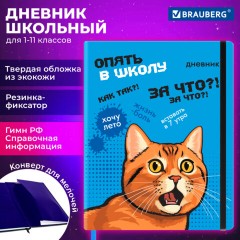 Дневник 1-11 класс 48 л., кожзам (твердая), печать, резинка, конверт, BRAUBERG, "Опять в школу", 107231 Дневник 1-11 класс 48 л., кожзам (твердая), печать, резинка, конверт, BRAUBERG, "Опять в школу", 107231 - фото 18