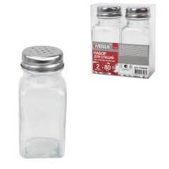 Набор для специй 2х80 мл, CLASSIC, солонка + перечница, стекло/сталь, WEGLA (ВЕГЛА), 700226