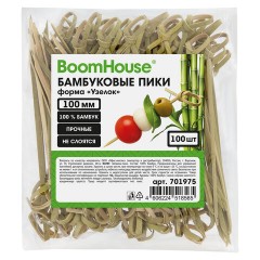 Шпажки-пики для канапе бамбуковые форма "Узелок" 10 см, 100 шт., BOOMHOUSE (БУМХАУС), 701975 - фото 2