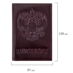 Обложка для паспорта натуральная кожа "Virginia", "Герб", темно-бордовая, BRAUBERG, 237199 - фото 6