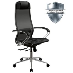 Кресло МЕТТА "ErgoLife" 10 B1-104K, хром, синхромеханизм, прочная сетка, черное - фото 2