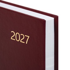 Ежедневник датированный 2027 145х215 мм, А5, STAFF, обложка бумвинил, бордовый, 117814 - фото 3
