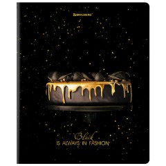 Тетрадь А5, 48 л., BRAUBERG, скоба, клетка, матовая ламинация, фольга, "Black&Gold" (микс в спайке), 404370 - фото 5