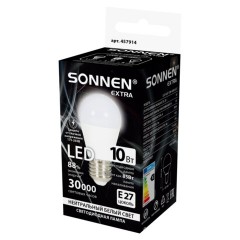 Лампа светодиодная SONNEN EXTRA, 10 (85) Вт, E27, шар, нейтральный белый, 30000 ч, LED G45-10W-4000-Е27, 457914 - фото 3