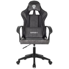 Кресло компьютерное BRABIX "Forcer GM-127", 2 подушки, экокожа/велюр, черное/серое, 533216 - фото 3