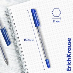Ручка шариковая масляная ERICH KRAUSE "Ultra-10", СИНЯЯ, корпус прозрачный, узел 0,7 мм, линия письма 0,26 мм, 13873 - фото 2